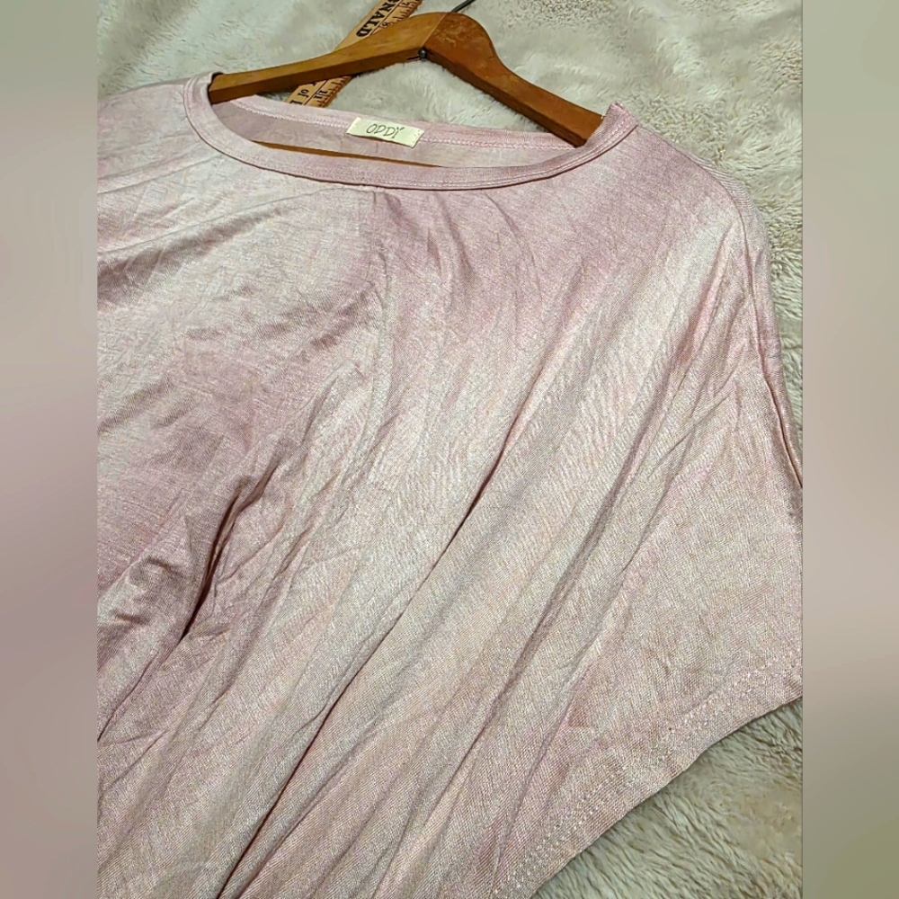 NWOT Pink Fringe Hem Tie Dyed Top - Picture 4 of 5